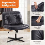 Chaise à assise croisée, Fauteuil de bureau sans accoudoirs à assise large sans roulettes, Pivotant Réglable en hauteur Confortable