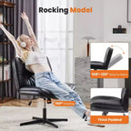 Chaise à assise croisée, Fauteuil de bureau sans accoudoirs à assise large sans roulettes, Pivotant Réglable en hauteur Confortable