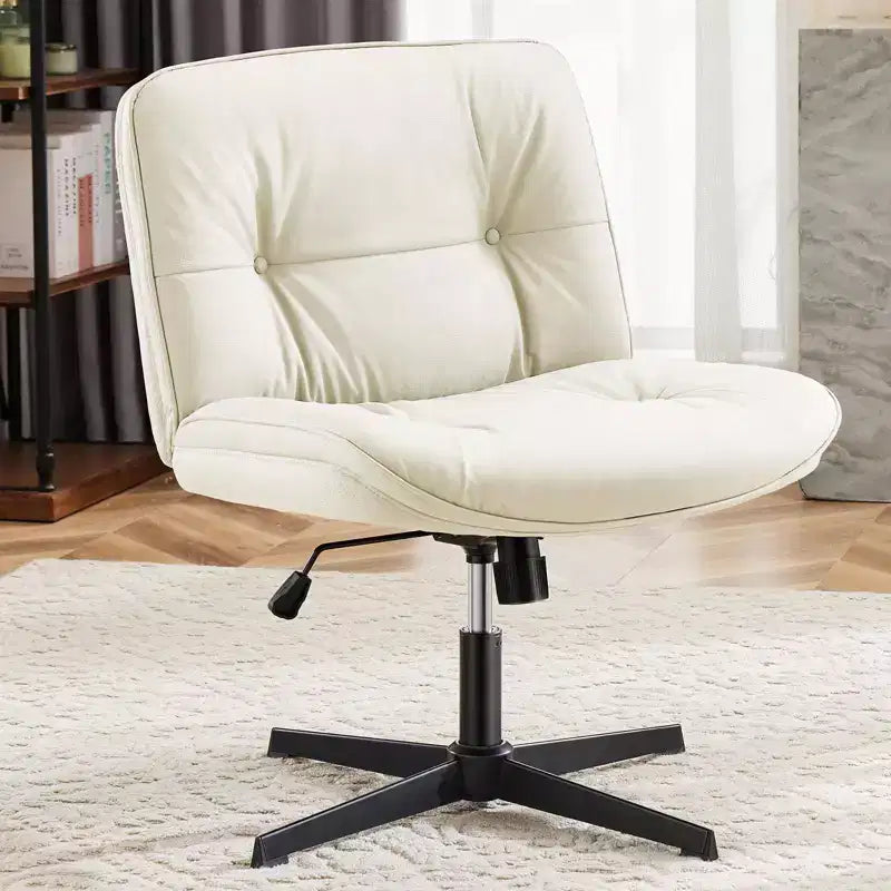Chaise à assise croisée, Fauteuil de bureau sans accoudoirs à assise large sans roulettes, Pivotant Réglable en hauteur Confortable