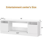 Acekool Modern White TV Stand for Living Room, Entertainment Center for TV up to 75, Storage Cabinets & Fireplace Insert Space, 70 Inch Console