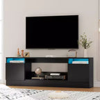 Acekool Modern White TV Stand for Living Room, Entertainment Center for TV up to 75, Storage Cabinets & Fireplace Insert Space, 70 Inch Console