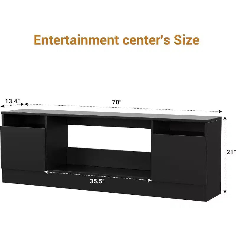 Acekool Modern White TV Stand for Living Room, Entertainment Center for TV up to 75, Storage Cabinets & Fireplace Insert Space, 70 Inch Console