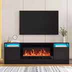 Acekool Modern White TV Stand for Living Room, Entertainment Center for TV up to 75, Storage Cabinets & Fireplace Insert Space, 70 Inch Console