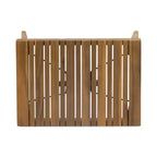 GDFStudio Karyme Outdoor Acacia Wood 3 Piece Chaise Lounge Chat Set, Teak