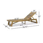 GDFStudio Karyme Outdoor Acacia Wood 3 Piece Chaise Lounge Chat Set, Teak