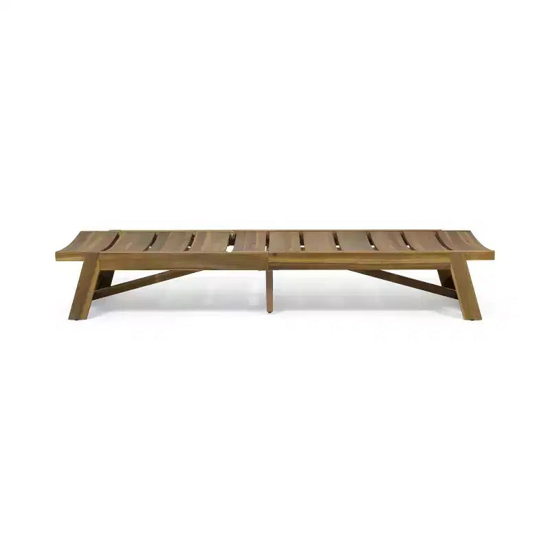 GDFStudio Karyme Outdoor Acacia Wood 3 Piece Chaise Lounge Chat Set, Teak