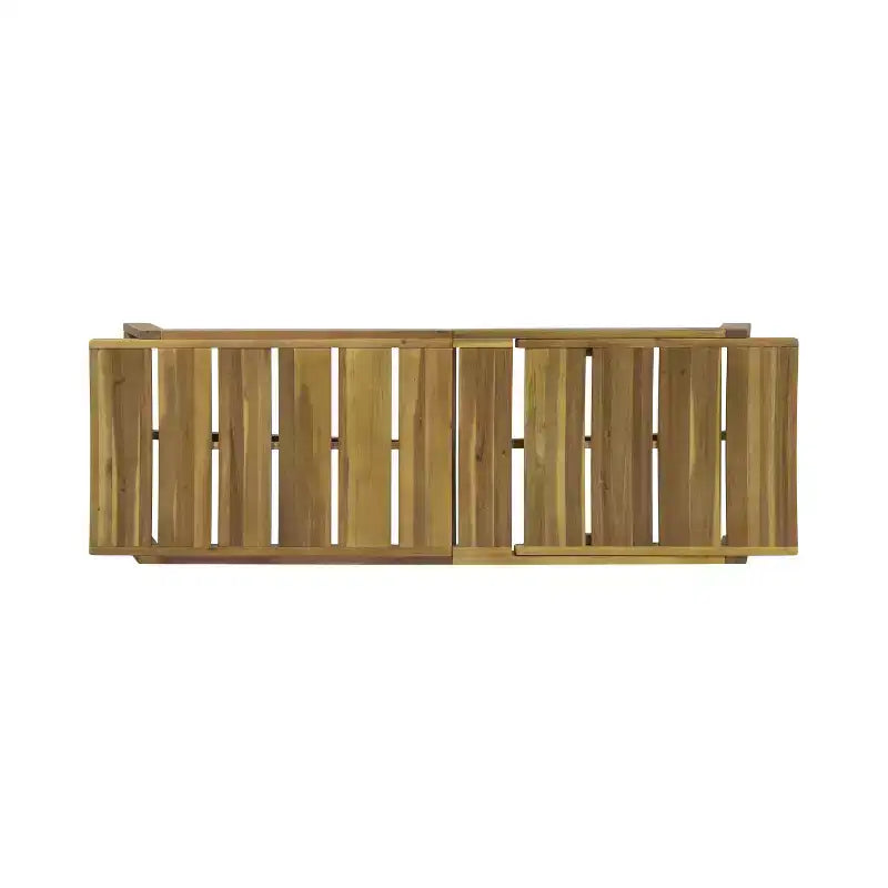 GDFStudio Karyme Outdoor Acacia Wood 3 Piece Chaise Lounge Chat Set, Teak