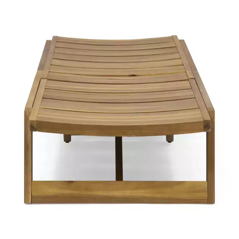 GDFStudio Karyme Outdoor Acacia Wood 3 Piece Chaise Lounge Chat Set, Teak
