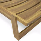 GDFStudio Karyme Outdoor Acacia Wood 3 Piece Chaise Lounge Chat Set, Teak
