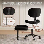 Pinmoco Chaise de bureau sans accoudoirs à pieds croisés, siège extra large, pivotant à 360°, chaise de bureau ergonomique pour la maison, le gaming et la méditation
