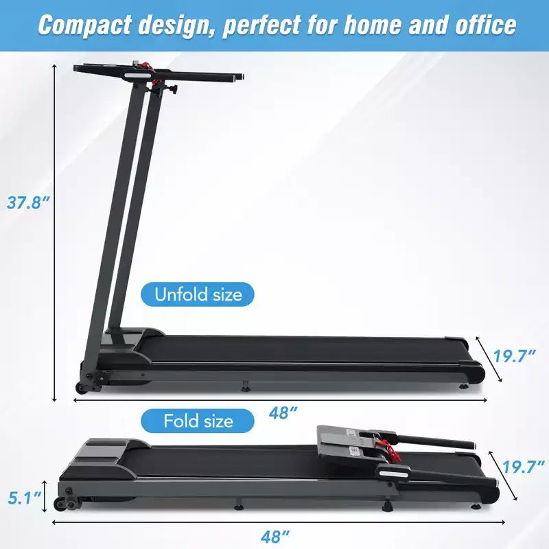Tapis de marche pliant Whisen, 2,5 CV, 0,8-12 km/h, capacité de 120 kg, inclinaison