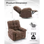 Recliner Chair, 360 Swivel Rocker Chair for Small Spaces,Upholstered Fabric Glider Nursery Chair With Side Pockets for Living Room,Q235 Steel Frame