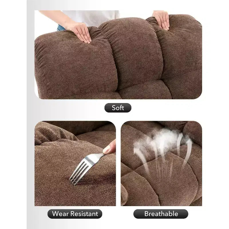 Recliner Chair, 360 Swivel Rocker Chair for Small Spaces,Upholstered Fabric Glider Nursery Chair With Side Pockets for Living Room,Q235 Steel Frame