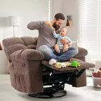 Recliner Chair, 360 Swivel Rocker Chair for Small Spaces,Upholstered Fabric Glider Nursery Chair With Side Pockets for Living Room,Q235 Steel Frame