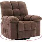 Recliner Chair, 360 Swivel Rocker Chair for Small Spaces,Upholstered Fabric Glider Nursery Chair With Side Pockets for Living Room,Q235 Steel Frame