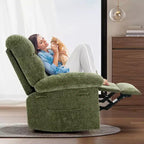 Recliner Chair, 360 Swivel Rocker Chair for Small Spaces,Upholstered Fabric Glider Nursery Chair With Side Pockets for Living Room,Q235 Steel Frame