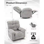 Recliner Chair, 360 Swivel Rocker Chair for Small Spaces,Upholstered Fabric Glider Nursery Chair With Side Pockets for Living Room,Q235 Steel Frame