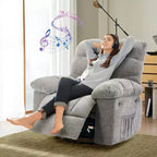Recliner Chair, 360 Swivel Rocker Chair for Small Spaces,Upholstered Fabric Glider Nursery Chair With Side Pockets for Living Room,Q235 Steel Frame