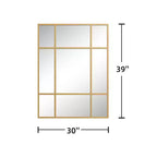 Golden Window Frame Hanging Mirror with Right Angled Rectangular Design in Iron, 100x75x2cm