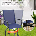 Acekool Lot de 2 tabourets de bar pivotants d'extérieur avec dossier haut et accoudoirs, chaises de terrasse en textilène toutes saisons avec rotation à 360° pour terrasse et patio