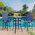 Acekool Lot de 2 tabourets de bar pivotants d'extérieur avec dossier haut et accoudoirs, chaises de terrasse en textilène toutes saisons avec rotation à 360° pour terrasse et patio