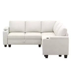 Canapé d'angle en tissu Belffin - Conception modulaire avec rangement dissimulé et porte-gobelet amovible