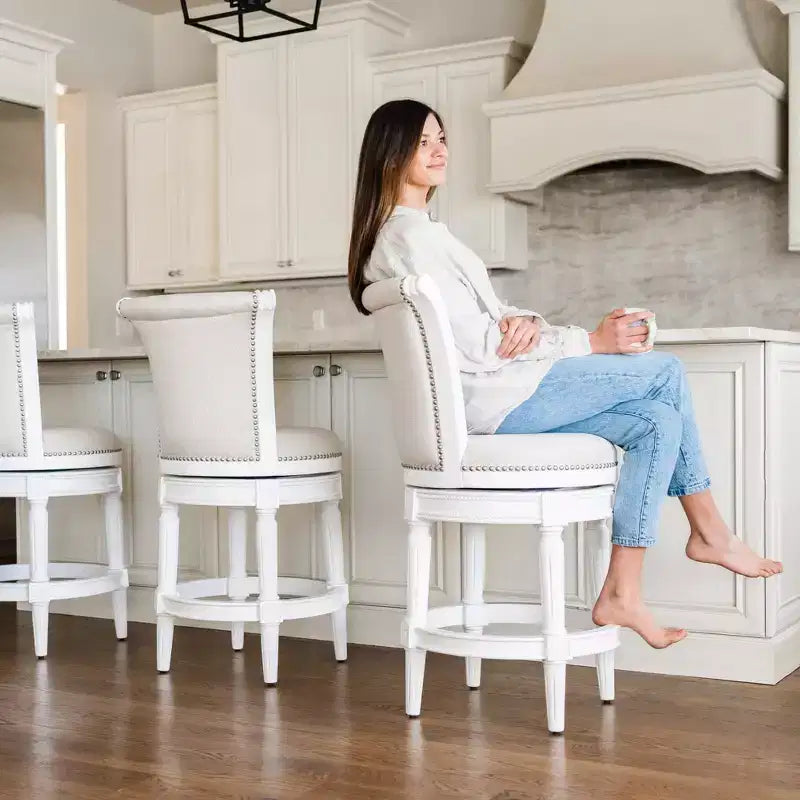 Maven Lane Pullman Swivel Counter Height Bar Stools with Fabric
