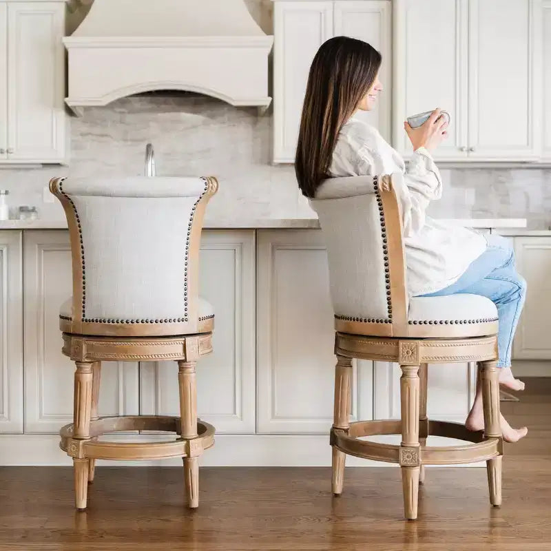 Maven Lane Pullman Swivel Counter Height Bar Stools with Fabric