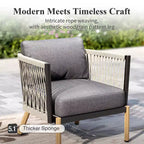 Captiva Designs 6pc Modern Outdoor Patio Woven Rope Sofa Conversation Set with Ottoman