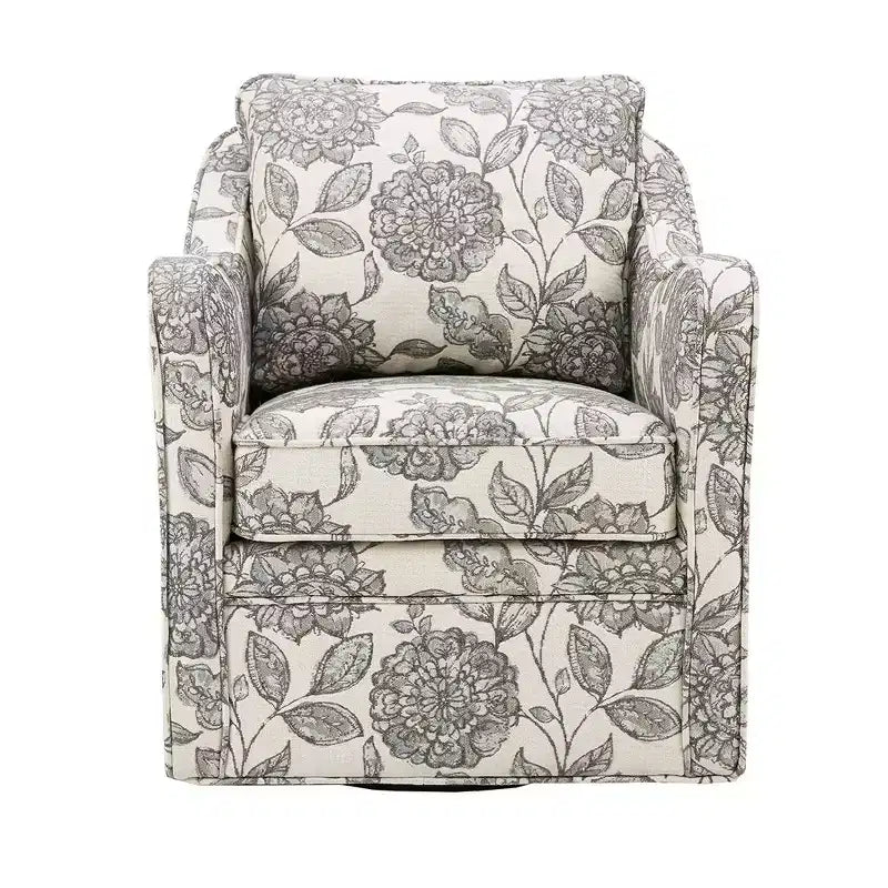Fauteuil pivotant Akak 360 degrés avec coussin de dossier amovible Fauteuil de salon rembourré et confortable pour salon, bureau, lounge