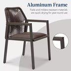 Best Choice Products Set of 2 Indoor/Outdoor Aluminum Woven Rope Dining Chairs w/ Armrests