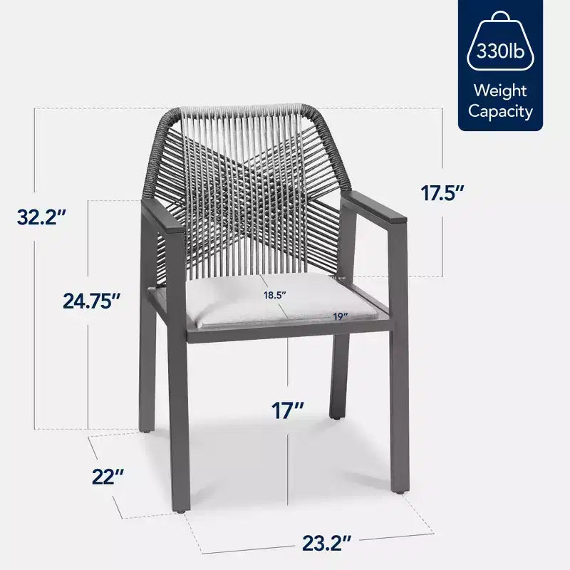 Best Choice Products Set of 2 Indoor/Outdoor Aluminum Woven Rope Dining Chairs w/ Armrests