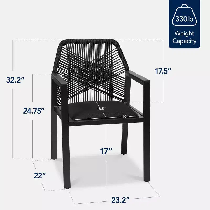 Best Choice Products Set of 2 Indoor/Outdoor Aluminum Woven Rope Dining Chairs w/ Armrests
