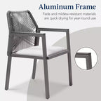 Best Choice Products Set of 2 Indoor/Outdoor Aluminum Woven Rope Dining Chairs w/ Armrests