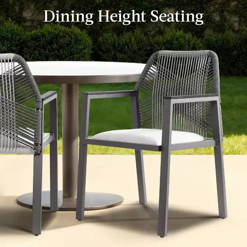 Best Choice Products Set of 2 Indoor/Outdoor Aluminum Woven Rope Dining Chairs w/ Armrests