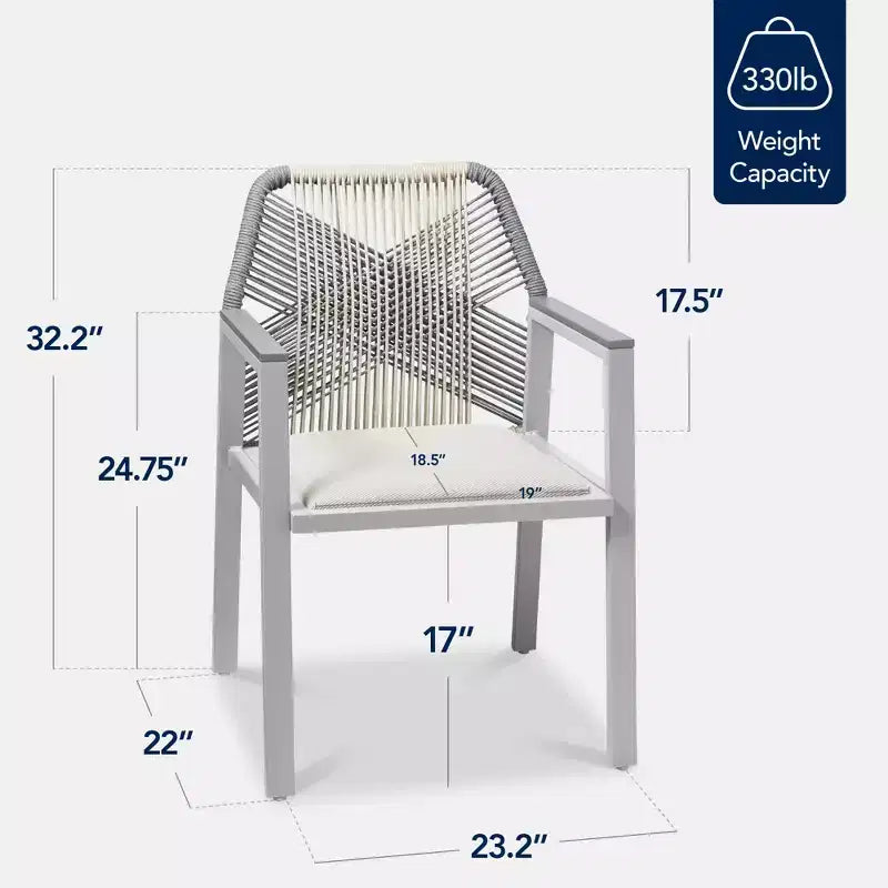 Best Choice Products Set of 2 Indoor/Outdoor Aluminum Woven Rope Dining Chairs w/ Armrests