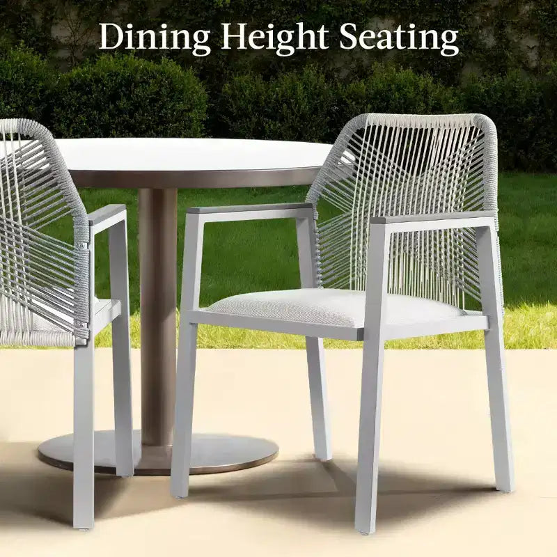 Best Choice Products Set of 2 Indoor/Outdoor Aluminum Woven Rope Dining Chairs w/ Armrests