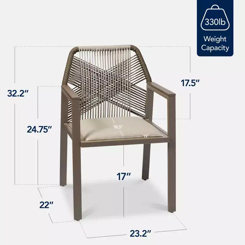 Best Choice Products Set of 2 Indoor/Outdoor Aluminum Woven Rope Dining Chairs w/ Armrests