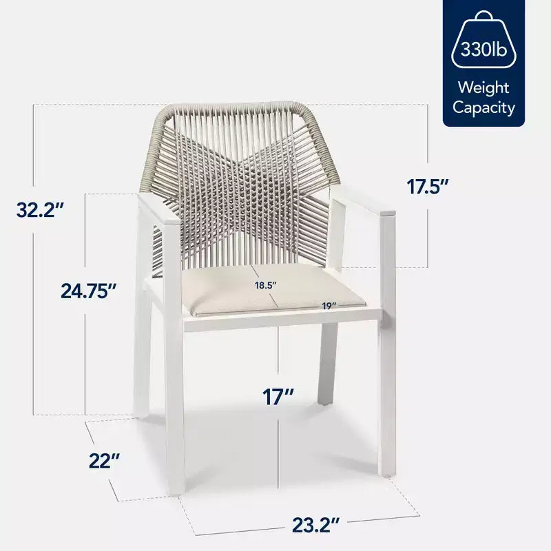 Best Choice Products Set of 2 Indoor/Outdoor Aluminum Woven Rope Dining Chairs w/ Armrests