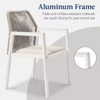Best Choice Products Set of 2 Indoor/Outdoor Aluminum Woven Rope Dining Chairs w/ Armrests