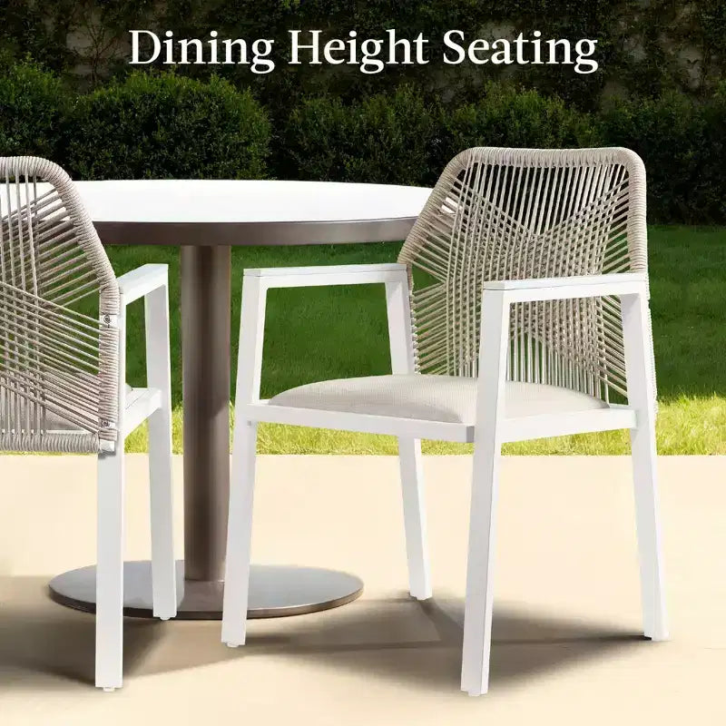Best Choice Products Set of 2 Indoor/Outdoor Aluminum Woven Rope Dining Chairs w/ Armrests