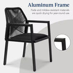 Best Choice Products Set of 2 Indoor/Outdoor Aluminum Woven Rope Dining Chairs w/ Armrests