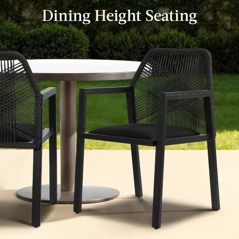 Best Choice Products Set of 2 Indoor/Outdoor Aluminum Woven Rope Dining Chairs w/ Armrests