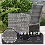 Ensemble de meubles de patio Costway 3 pièces avec table basse en verre trempé et coussins de siège moelleux gris/noir/blanc