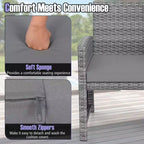 Ensemble de meubles de patio Costway 3 pièces avec table basse en verre trempé et coussins de siège moelleux gris/noir/blanc