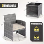 Ensemble de meubles de patio Costway 3 pièces avec table basse en verre trempé et coussins de siège moelleux gris/noir/blanc