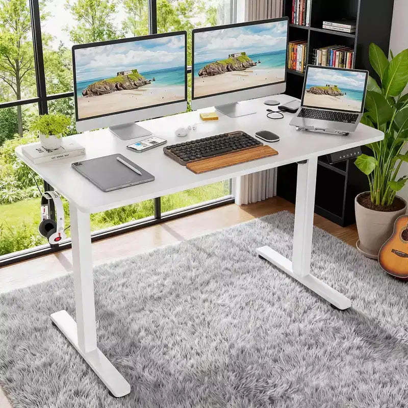 MAYEERTY 48x24 White Electric Standing Desk - Splice Board, Electric Height Adjustment