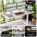 MAYEERTY Bureau électrique debout blanc 48x24 - Plateau d'un seul tenant, réglage électrique de la hauteur