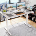MAYEERTY Bureau électrique debout blanc 48x24 - Plateau d'un seul tenant, réglage électrique de la hauteur