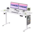 MAYEERTY Bureau électrique debout blanc 48x24 - Plateau d'un seul tenant, réglage électrique de la hauteur